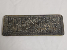 Max Le Verrier Triptyque „Chasse au Moyen Âge“ Bronze Reliefplatte,Art Déco 1930