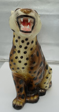 Glasierte Terrakotta, Keramik, Leoparden, Geparden, Jaguar,  Statue 45 cm