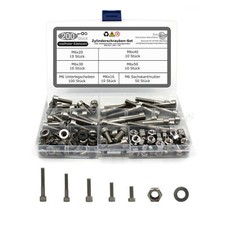 200 teiliges Set aus M6 Zylinderschrauben Sechskantmuttern und Unterlegscheiben