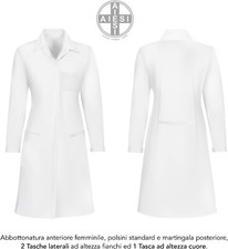 AIESI Damen Laborkittel Arztkittel Ärztemantel - 100% Baumwolle - Gr.  44 - weiß