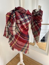 Großes Wolltuch, Kariert, rot-schwarz gemustert