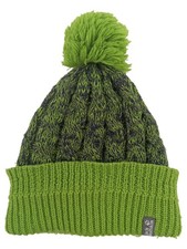 Jack Wolfskin Damen Mütze Bommelmütze Grün Outdoor Zopfstrick