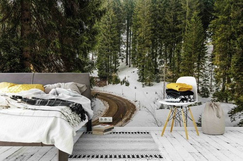 Schnee wald straße tapete - schnee,