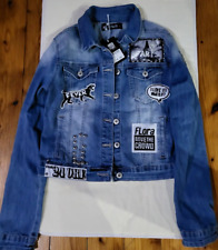 Jeansjacke My Hailys mit Patches Nieten Größe L in Blau Neu mit Etikett