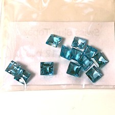 Lot 12 x Swiss Blue Topas Prinzessschliff min. 4,66 Karat ca. 4mm erhitzt natürl