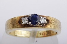 Saphir Safir Ring 585 14k Gelb Gold mit Brillanten 52 Größe top! *