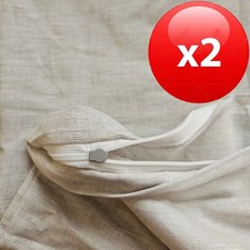 2 STK Kopfkissenbezug 40x80 cm Kissenbezug Baumwolle Leinen Mix Beige Uni NEU