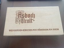 Alte Dose, Holzkiste, Asbach Uralt Weinbrand-Pralinen , 28 cm x 13 cm x 4cm,leer