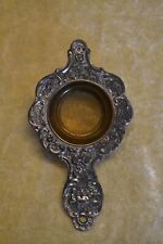 Schönes altes Teesieb, versilbert, Teesieb aus Messing?, florales Muster, Patina