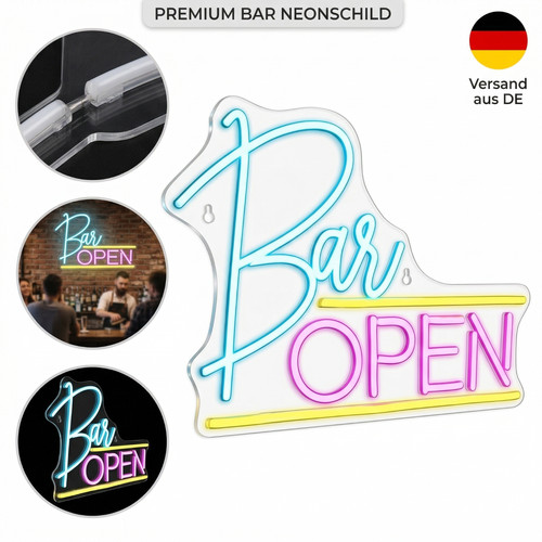 Bar open leuchtreklame neon - open, leuchtreklame,