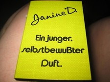 Alte Parfumprobe Janine D , 80er Werbung Probe 