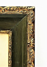 Breiter Jugendstil Bilderrahmen Rahmen Grün Gold Seerosen (199)