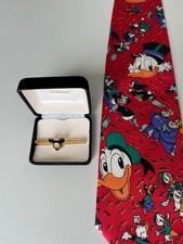 Krawattenhalter Krawatte Disney Micky Maus mit Etui wie neu Donald Duck Dagobert