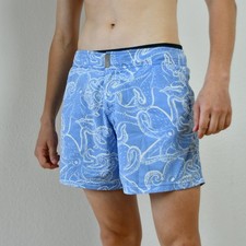 Vilebrequin Badehose Gr. M Oktopus-Muster Hellblau Weiß Badeshorts