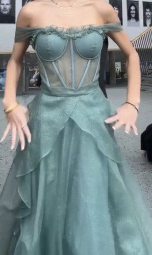 Damen abendkleid lang - lang, türkis