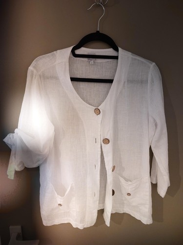 Weiße leinen baumwollbluse - weiße, leinen-baumwollbluse
