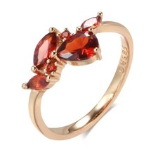 Damen Ring 14k 585 Rolled Rosegold Rote-orange Zirkonias 17,8mm