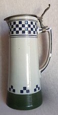 Rosskopf & Gerz, Olbrich (nach) Würfel,  2 L. Jugendstil Kanne, um 1906, gemarkt