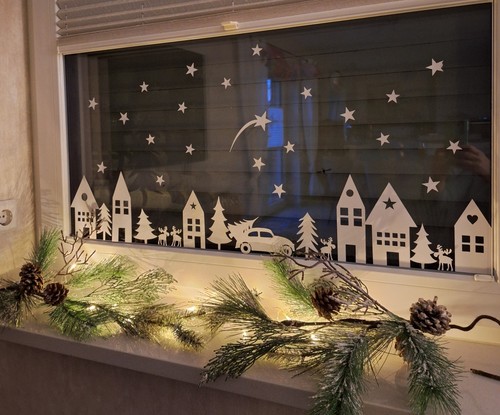 Winterliches fensterbild aus - winterliches,