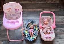 Simba "New Born" Baby Puppe 30cm + Hauck Hochstuhl + Babytrage + Wiege Set