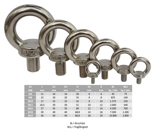 Ringschraube din580 edelstahl - din580,