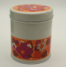 Vintage Blechdose, Flower Power Blumen, 1970er Jahre