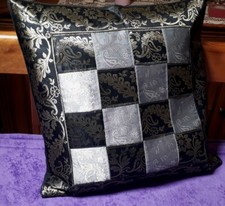 NEU!Vintage Nostalgie Shabby Landhaus 1 Deko Kissen+Bezug 40x40cm Schwarz/Silber