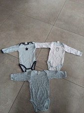 Set 3x Body langarm weiß blau gestreift Gr. 62 / 68 impidimpi