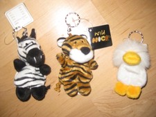 NICI 3 X Zebra Tiger Ente  Schlüsselanhänger  Beanies 9 cm lang unbenutzt