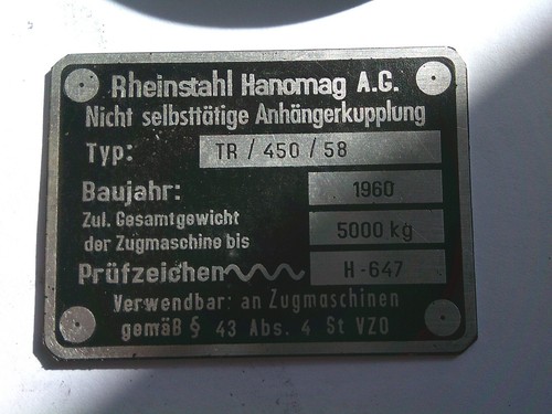 Typenschild schild hanomag - typenschild,