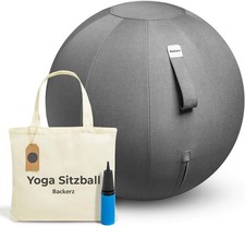 Backerz Sitzball 55cm Ergonomisch - Büro, Heimbüro, Waschbar Leinenbezug Dunkelg
