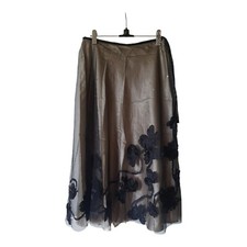 Schwarz Satin Chiffon Rock