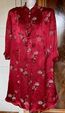 40er/50er  Vintage Hausmantel/Morgenmantel rot Brokat retro 36/38 Kimonoart