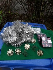 CHRISTBAUMSCHMUCK ALTE TINSELKETTE GANSFEDERBAUM MINI KUGEL NUSS KERZENSCHMUCK 