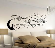 Wandtattoo Wandsticker Wandaufkleber Schlafzimmer Spruch Leben Traum Mond W5006