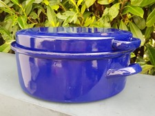 DDR Bräter Pfanne Gänsebräter Emaille blau Vintage Metall 