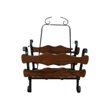 Eiche Zeitungsständer Massiv Holz mit Schmiedeeisen Wohnzimmer