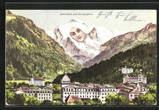 AK Interlaken, Stadt und Jungfrau mit Gesicht, Berggesicht, Berggesichter 1914 