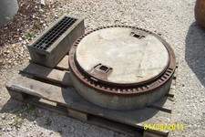 1 STK-SCHACHTKANALDECKEL-WASSER-HOF-STRAßEN-SCHACHT-EINFASSUNG-KOMPLETT+DECKEL
