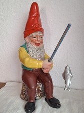 Seltener Antiker Gartenzwerg als Angler unbenutzt orginal Zustand