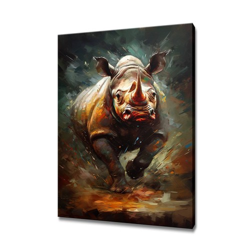 Wütendes nashorn leinwandbild - wütendes,