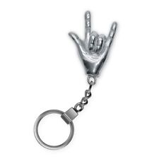 Schlüsselanhänger Edelstahl Pommesgabel Heavy Metal Hand Mitbringsel Geschenk