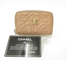 Authentisches CHANEL Kamelienleder umlaufender Reißverschluss Münzetui...