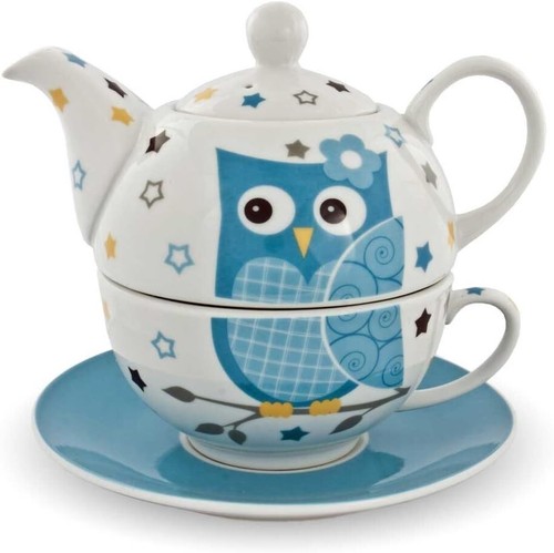 Teekanne tasse eule blau tea - +tasse,