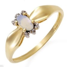 STUNNING SOLID 10K YELLOW GOLD GENUINE OPAL RING 6.5