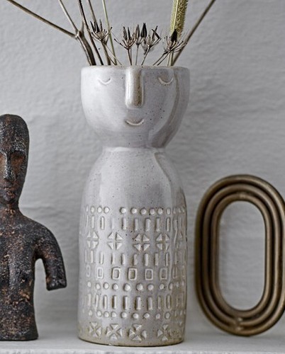 Vase gesicht steingut - gesicht, weiß