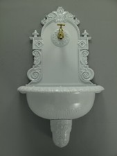 Waschbecken Antik Stil Wandbrunnen Aluguss Ausgußbecken weiß Höhe 74cm