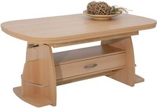 Couchtisch Tobias | Dekor Buche | höhenverstellbar | ausziehbar | Schubkasten