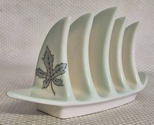 Vintage Royal Winton Porzellan 4 Scheiben Toastständer grünes Blatt Design - 10x6x21cm