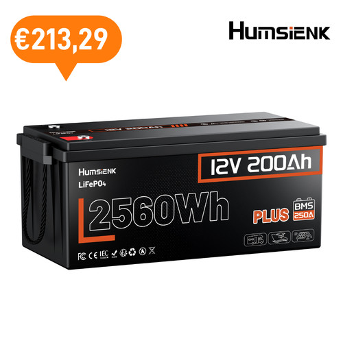 Humsienk 12v 200ah 2560wh - 200ah,